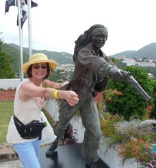 Minta Monroe poses with a statue